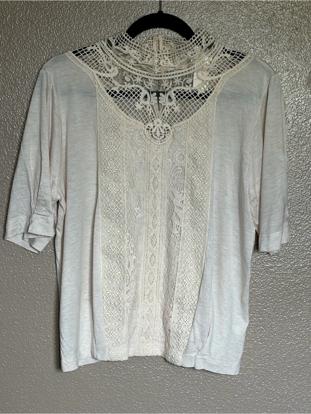 Anthro Brand New Cream Lace Short Sleeve Top